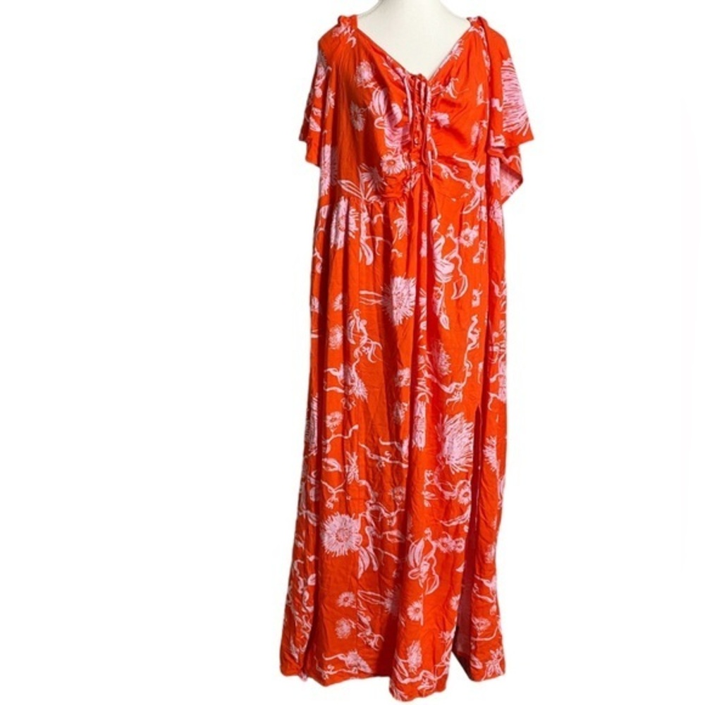 Orange Flutter Sleeve High Low hem Sundress W/ Pockets NWT